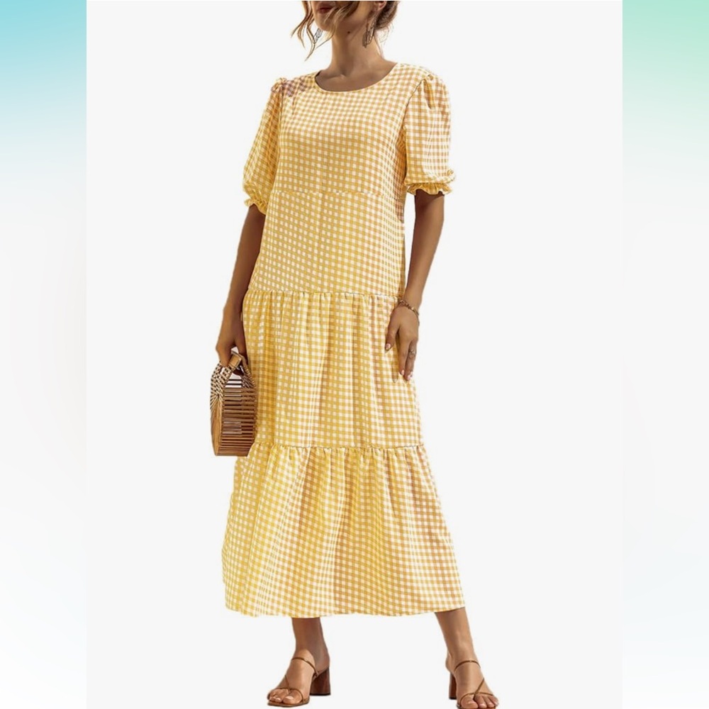 Yellow and white check dress